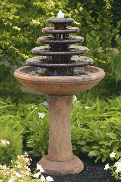 Five Tier Gozo Fountain On Pedestal Contemporary Modern Styling